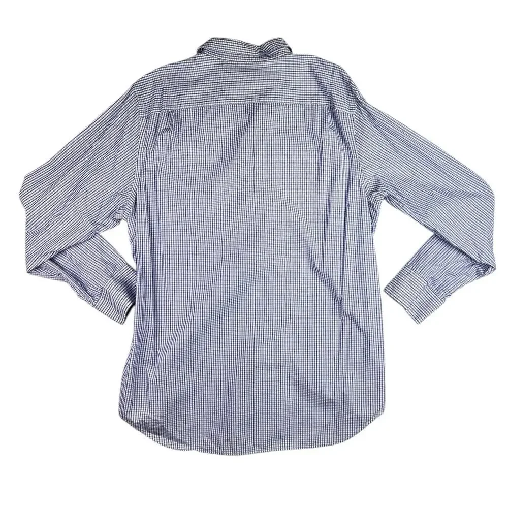 Banana Republic Blue Slim Fit Plaid Checkered Long Sleeve Button Up Shirt Top XL